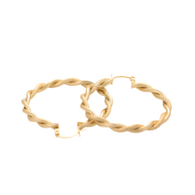 Load image into Gallery viewer, 14 K Gold plated twisted hoops earrings
