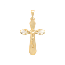 Load image into Gallery viewer, 14 K Gold Plated cross pendant with necklace
