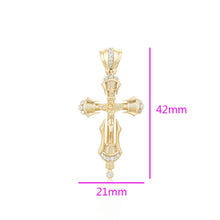 Load image into Gallery viewer, 14 K Gold Plated cross pendant with white zirconia
