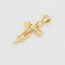 Load image into Gallery viewer, 14 K Gold Plated cross pendant with white zirconia
