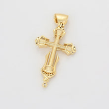 Charger l&#39;image dans la galerie, 14 K Gold Plated cross pendant with white zirconia
