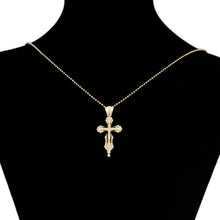 Load image into Gallery viewer, 14 K Gold Plated cross pendant with white zirconia
