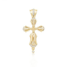 Load image into Gallery viewer, 14 K Gold Plated cross pendant with white zirconia
