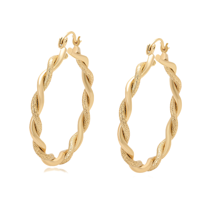 14 K Gold plated twisted hoops earrings