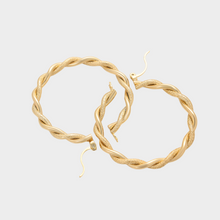 Load image into Gallery viewer, 14 K Gold plated twisted hoops earrings
