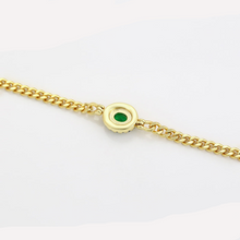 Load image into Gallery viewer, 14 K Gold Plated bracelet with green zirconia
