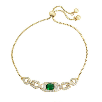 gold plated bracelet with green zirconia