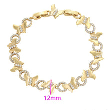 Load image into Gallery viewer, 14 K Gold Plated butterfly bracelet with white zirconia
