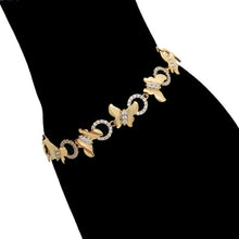 Load image into Gallery viewer, 14 K Gold Plated butterfly bracelet with white zirconia
