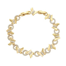 Load image into Gallery viewer, 14 K Gold Plated butterfly bracelet with white zirconia
