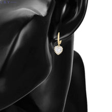 Load image into Gallery viewer, 14 K Gold Plated hearts pendant and earrings set with white zirconia
