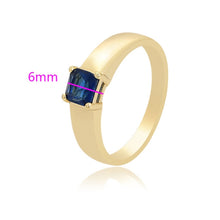 Load image into Gallery viewer, 14 K Gold Plated ring with blue zirconia
