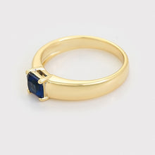 Load image into Gallery viewer, 14 K Gold Plated ring with blue zirconia
