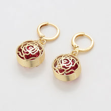 Load image into Gallery viewer, 14 K Gold Plated rose earrings with coloured zirconia
