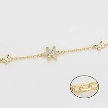 Load image into Gallery viewer, 14 K Gold Plated star and butterflies bracelet with white zirconia
