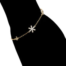 Load image into Gallery viewer, 14 K Gold Plated star and butterflies bracelet with white zirconia
