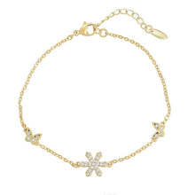 Load image into Gallery viewer, 14 K Gold Plated star and butterflies bracelet with white zirconia
