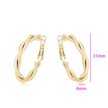 Charger l&#39;image dans la galerie, Gold plated twisted hoops earrings BijuNet Jewellery 31mm diammeter, 4mm width
