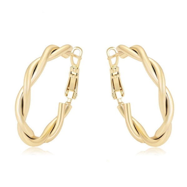 Gold plated twisted hoops earrings BijuNet Jewellery