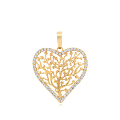 14 K Gold Plated Tree of Life pendant with white zirconia