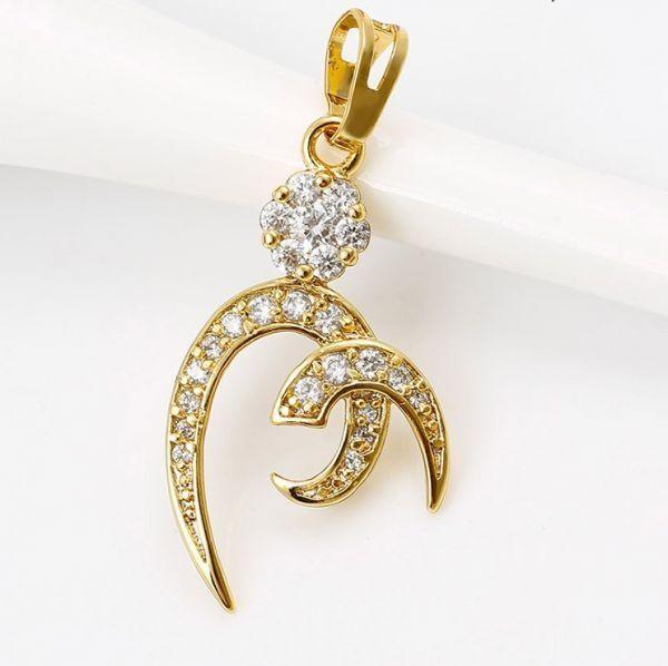 14 K Gold Plated arabic pendant with white zirconium - BIJUNET