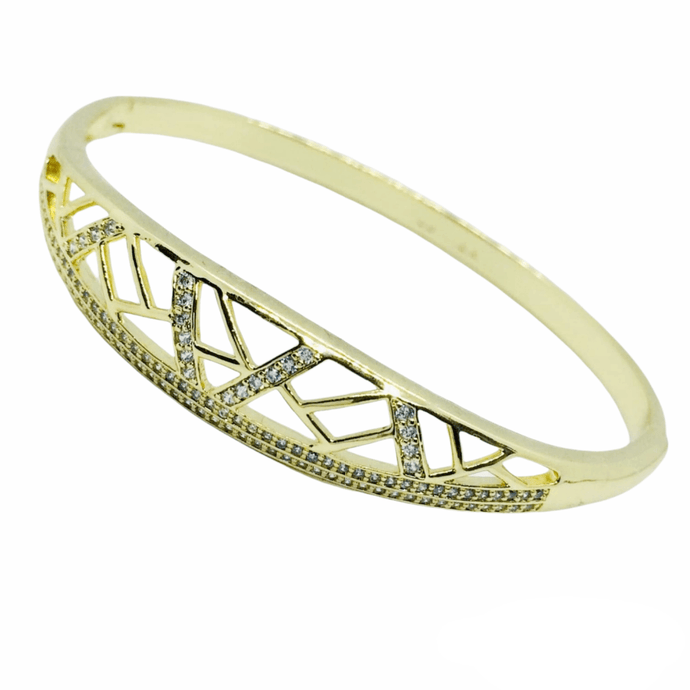 14 K Gold Plated bangle with white zirconium - BIJUNET