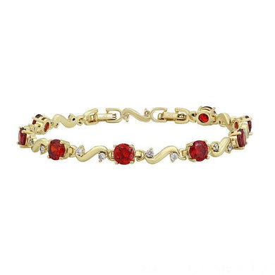 14 K Gold Plated bracelet with red zirconium - BIJUNET