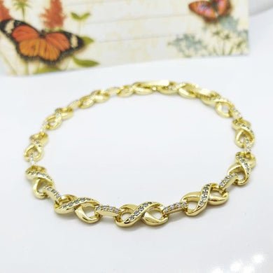 14 K Gold Plated bracelet with white zirconium - BIJUNET