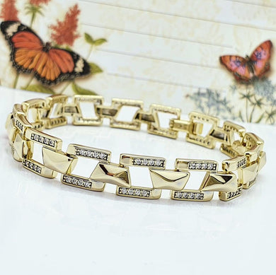 14 K Gold Plated bracelet with white zirconium - BIJUNET