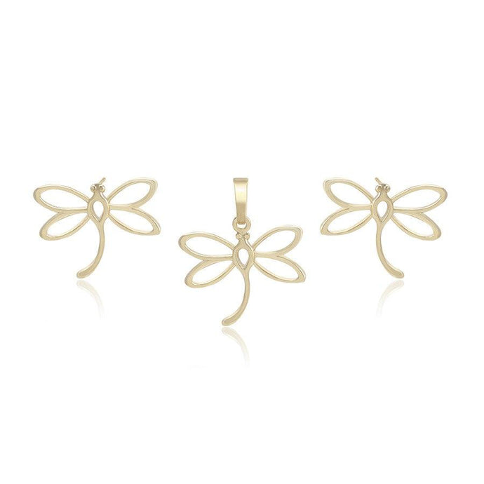 14 K Gold Plated butterfly pendant and earrings set - BIJUNET