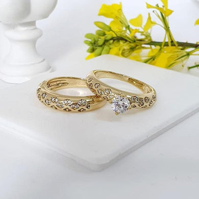 14 K Gold Plated double ring with white zirconium - BIJUNET