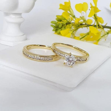 14 K Gold Plated double ring with white zirconium - BIJUNET