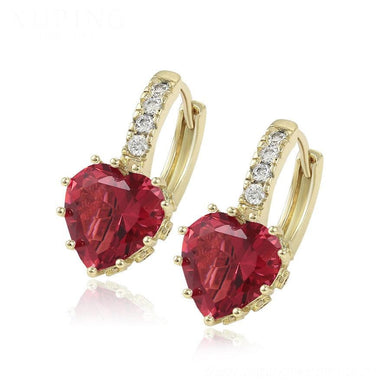 14 K Gold Plated earrings with red zirconium - BIJUNET