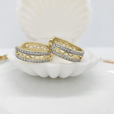 14 K Gold Plated earrings with white zirconium - BIJUNET