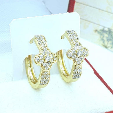 14 K Gold Plated earrings with white zirconium - BIJUNET