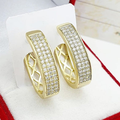 14 K Gold Plated earrings with white zirconium - BIJUNET