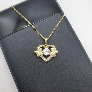 14 K Gold Plated heart pendant with white zirconium - BIJUNET