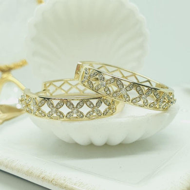 14 K Gold Plated Hoop earrings with white zirconium - BIJUNET