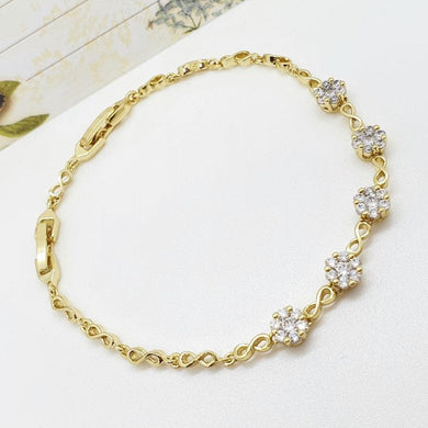 14 K Gold Plated infinity bracelet with white zirconium - BIJUNET