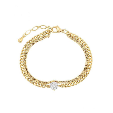 14 K Gold Plated layered bracelet with white zirconium - BIJUNET