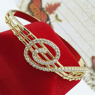 14 K Gold Plated music key sol bangle with white zirconium - BIJUNET