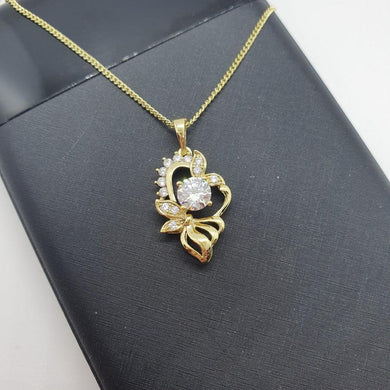 14 K Gold Plated pendant with white zirconium - BIJUNET