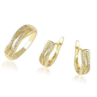 14 K Gold Plated ring and earrings set with white zirconium - BIJUNET