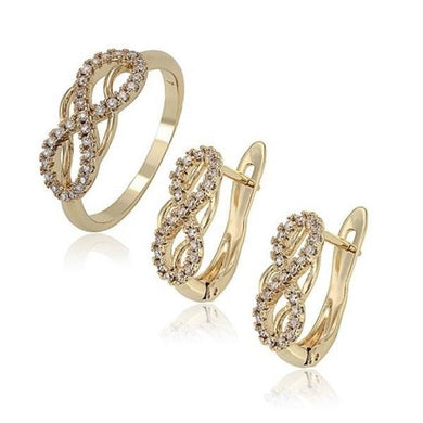 14 K Gold Plated ring and earrings set with white zirconium - BIJUNET