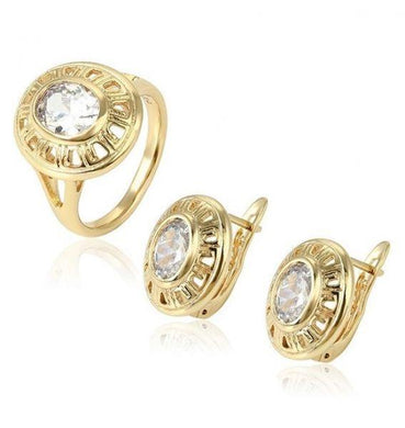 14 K Gold Plated ring and earrings set with white zirconium - BIJUNET