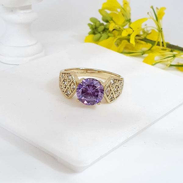 14 K Gold Plated ring with purple zirconium - BIJUNET