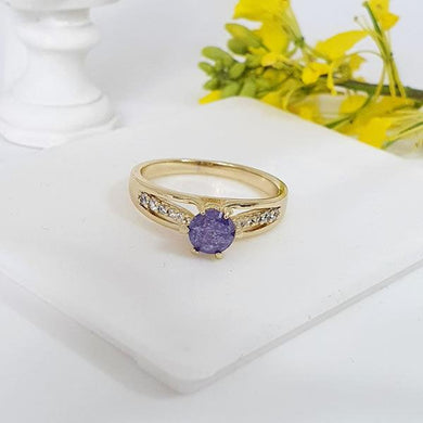 14 K Gold Plated ring with purple zirconium - BIJUNET