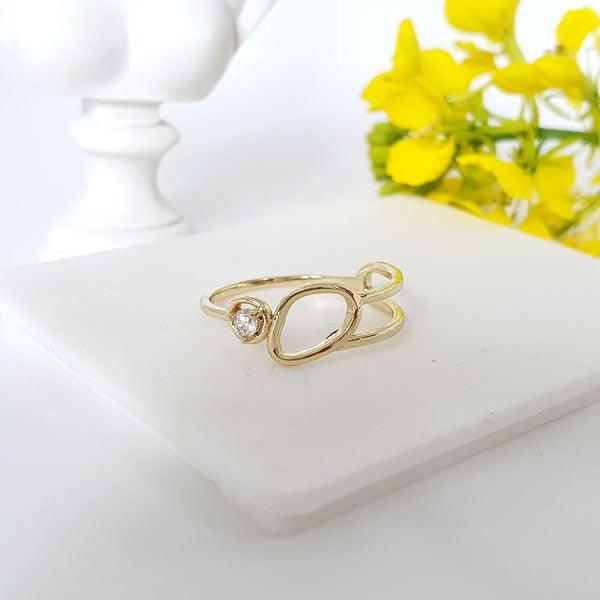 14 K Gold Plated ring with white zirconium - BIJUNET