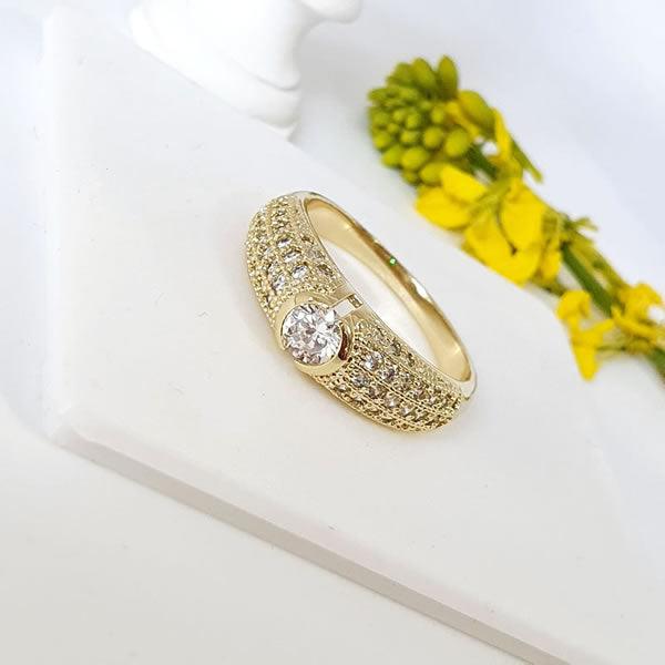 14 K Gold Plated ring with white zirconium - BIJUNET