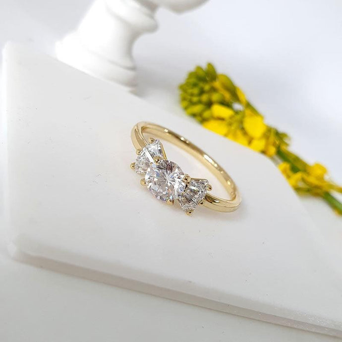 14 K Gold Plated ring with white zirconium - BIJUNET